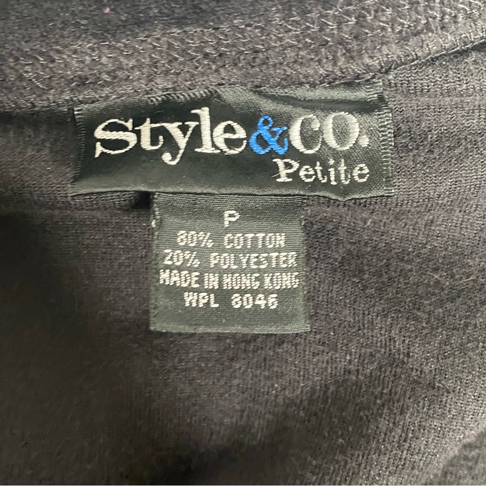 Style & Co Petite Black Zipup Top - Picture 6 of 7